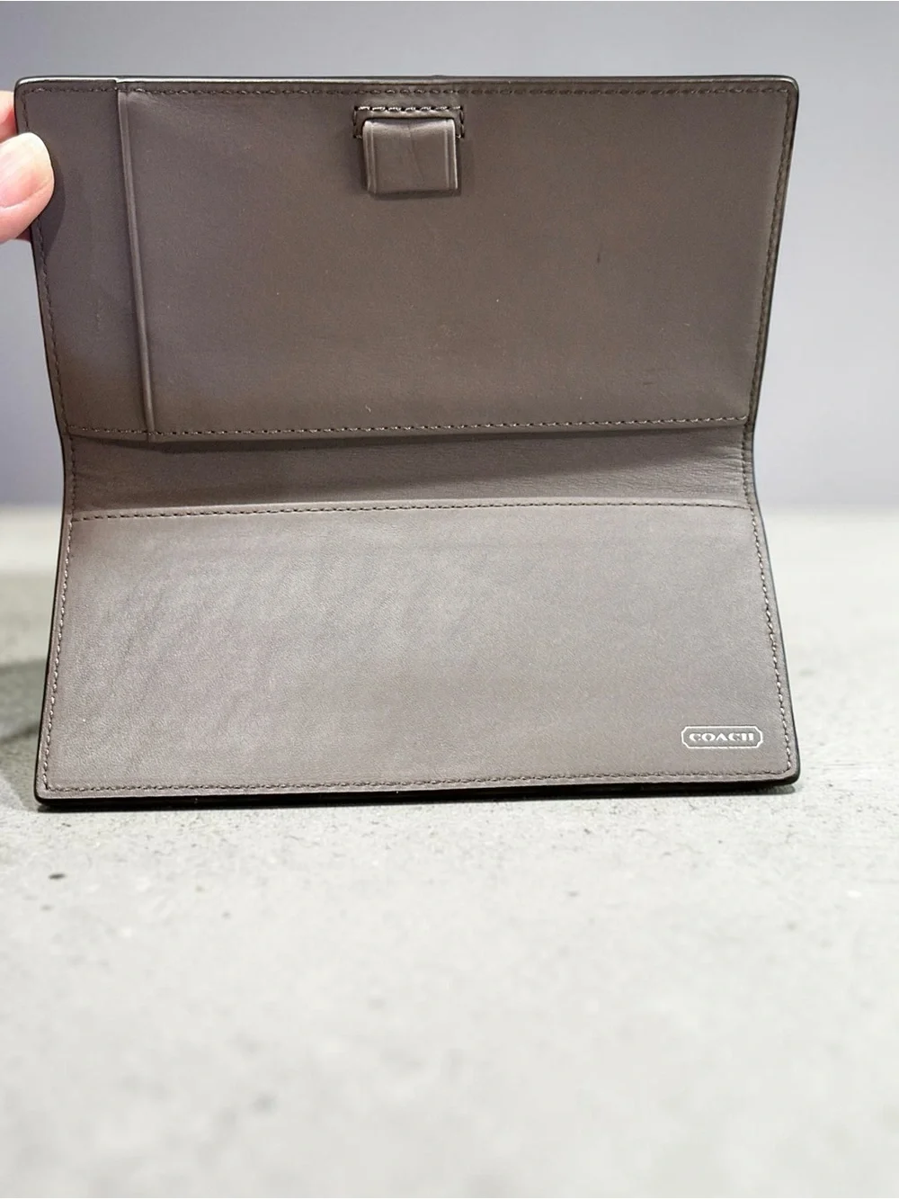 Coach Madison Plum Pebbled Leather Envelope Checkbook Wallet EUC